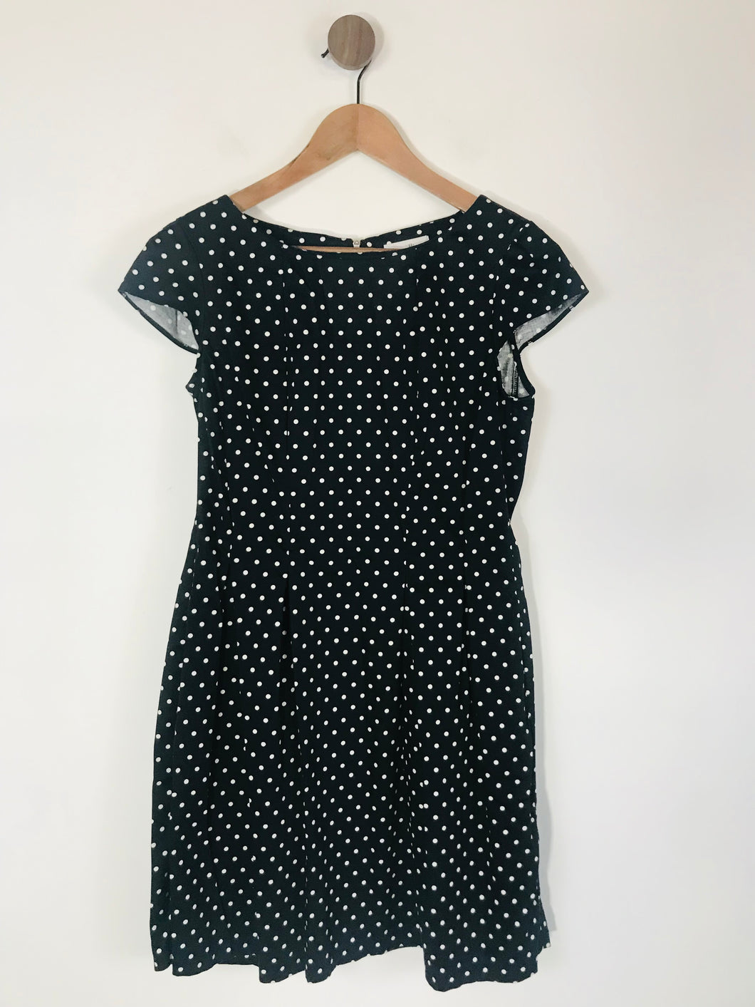 Wallis Women's Polka Dot Pleated A-Line Dress | UK10 | Black