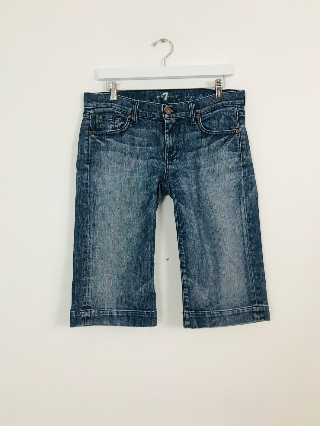 7 For All Mankind Women’s Capri Denim Long Shorts Jeans | 29 UK12 | Blue