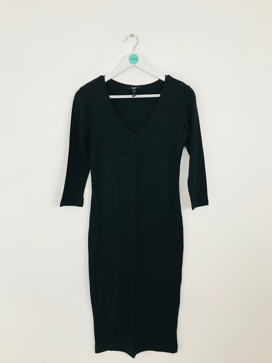 Baukjen Women’s V-Neck Midi Bodycon Dress | UK12 | Black