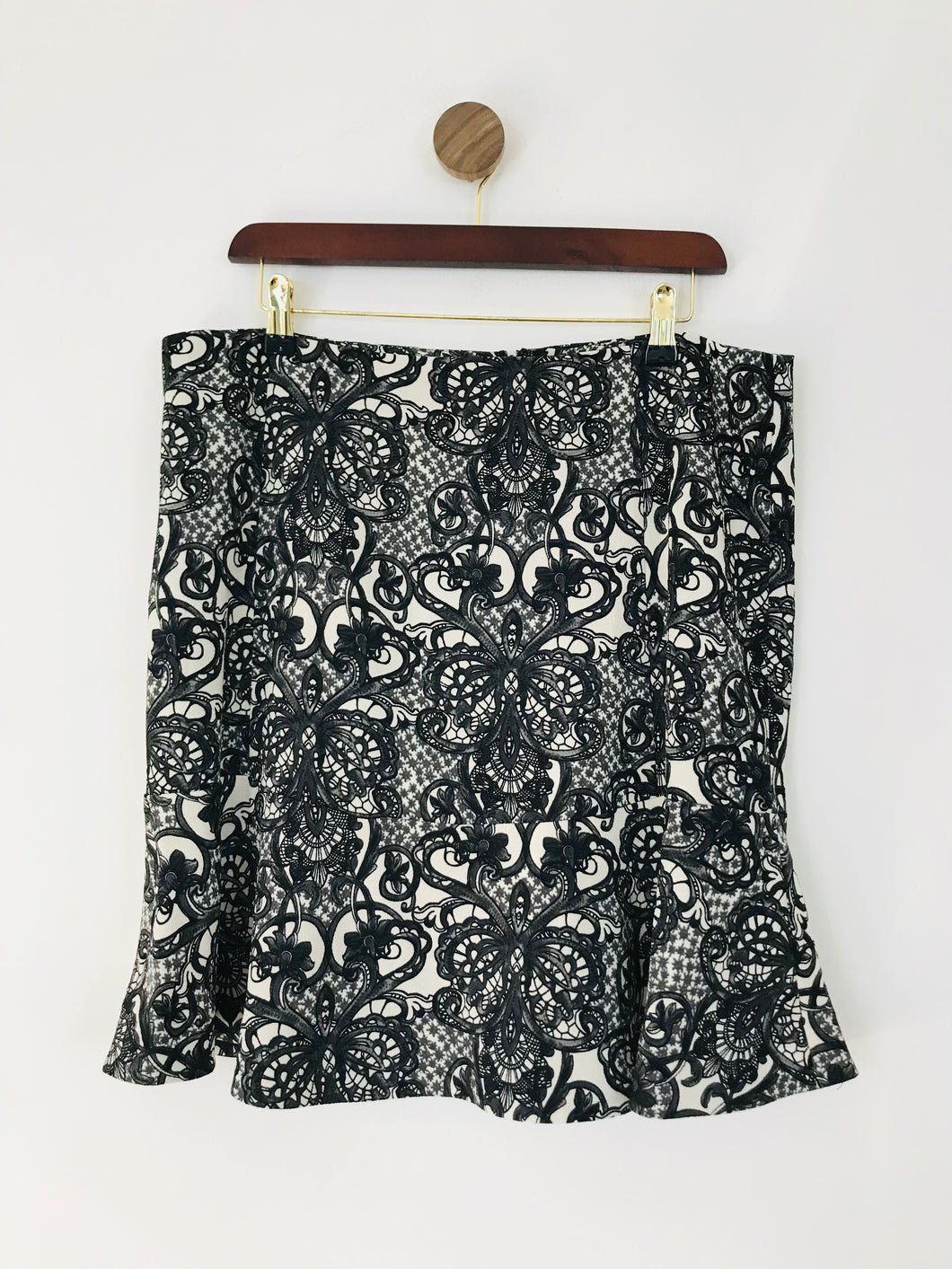 Episode Women's Lace Print A-Line Skirt | UK16 | Black