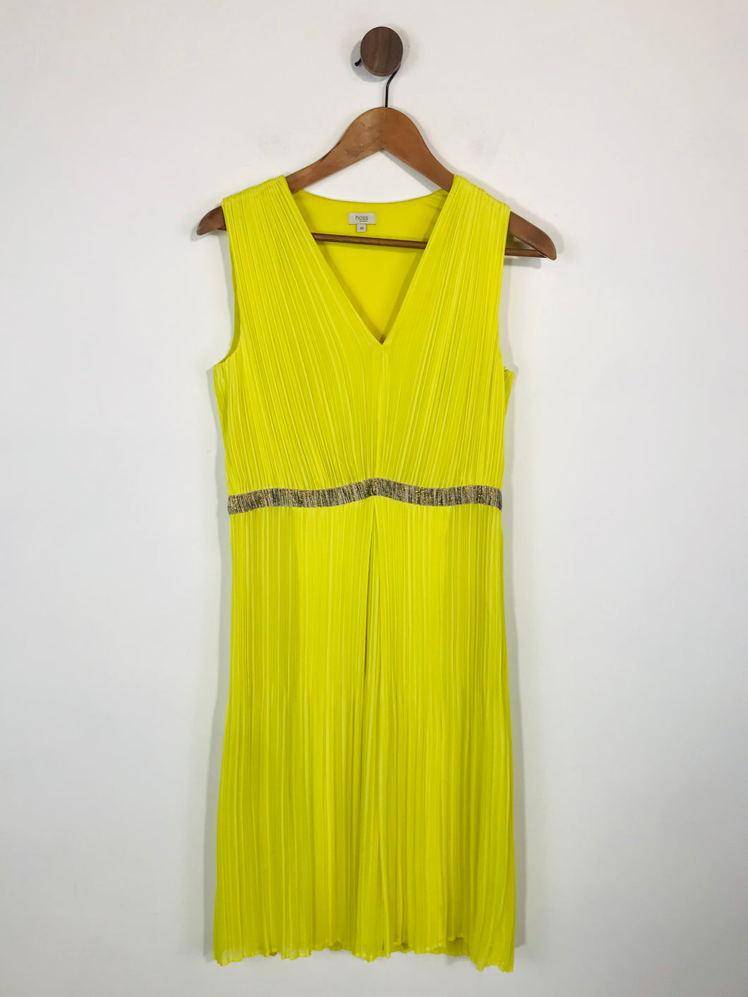 Hoss Women's Pleated A-Line Dress | EU40 UK12 | Yellow