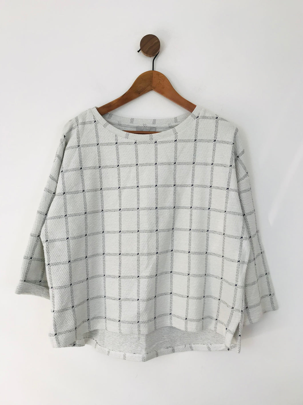 Pure Collection Women's Printed Check Sweatshirt | UK16 | Grey
