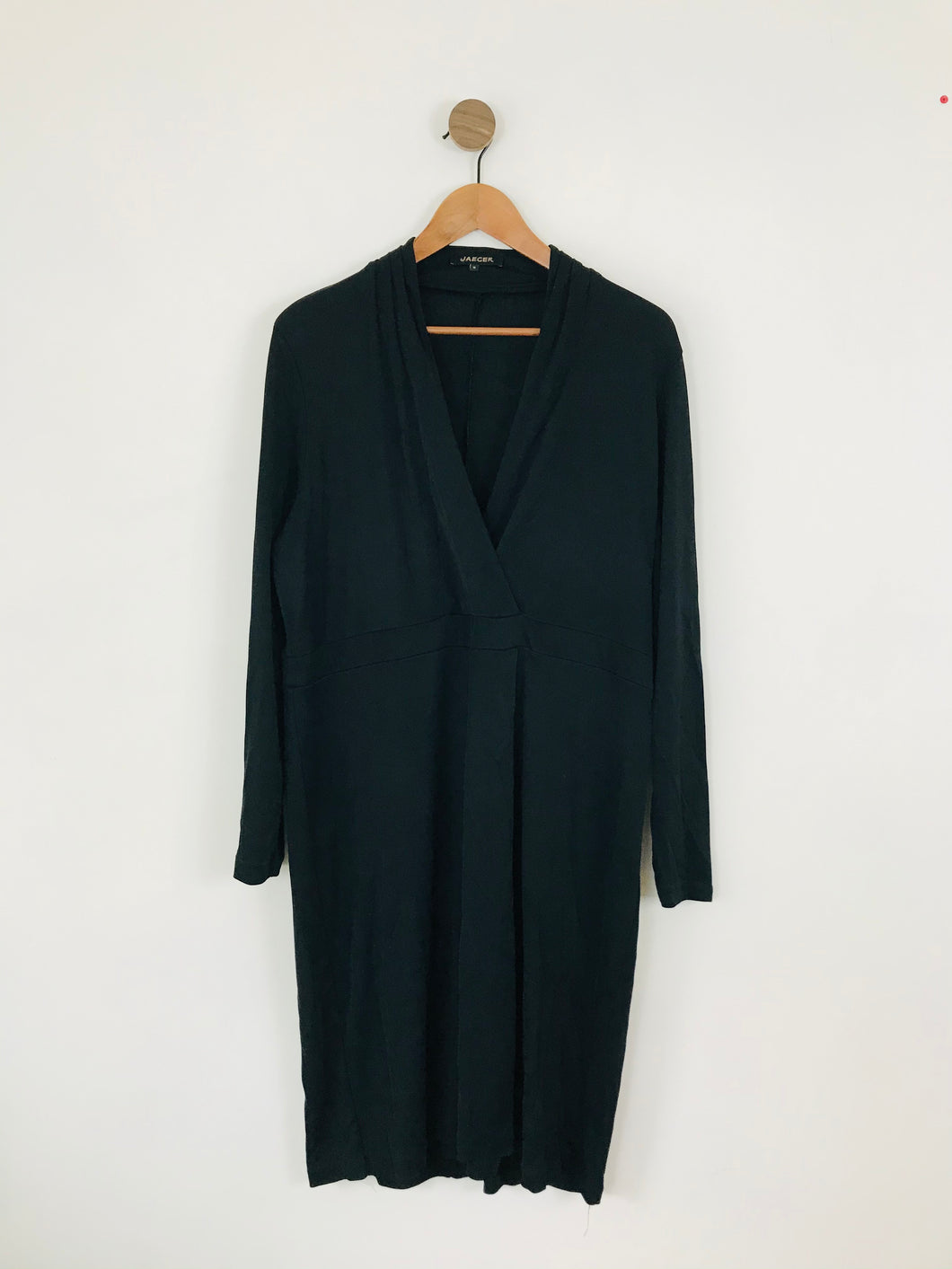 Jaeger Women’s Long Sleeve V-neck Wrap Dress | XL UK16-18 | Black