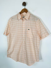Load image into Gallery viewer, Lacoste Men&#39;s Check Gingham Short Sleeve Button-Up Shirt | 41 L | Pink
