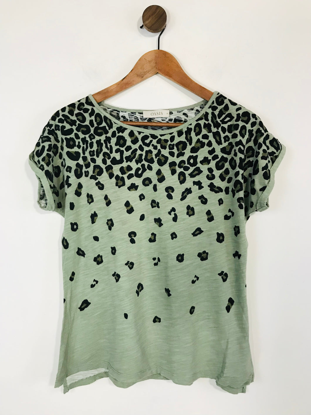 Oasis Women's Leopard Print T-Shirt  | M UK10-12 | Green