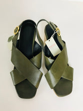 Load image into Gallery viewer, Monsoon Women&#39;s Leather Cross Strap Heeled Sandals NWT | 38 UK5 | Green
