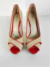 Load image into Gallery viewer, Nine West Women&#39;s Heeled Peep Toe Heels | 8W | Beige
