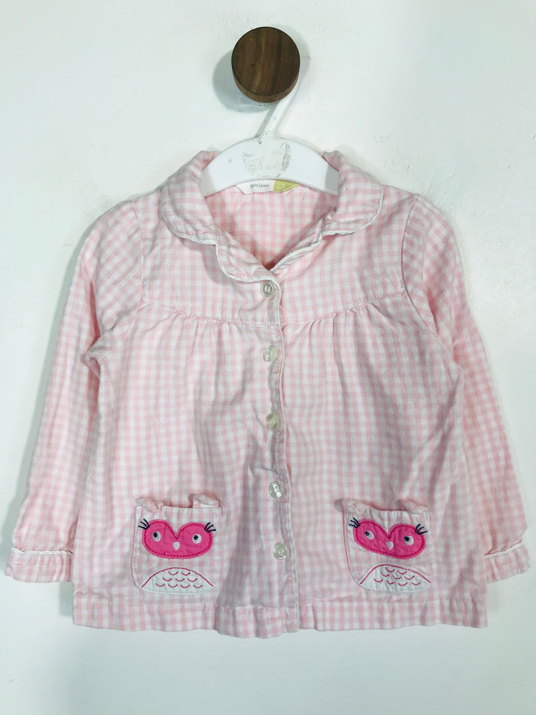 John Lewis Kid's Check Gingham Button-Up Shirt | 12-18 months | Pink