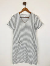 Load image into Gallery viewer, The White Company Women&#39;s Striped Linen Shirt Dress | UK8 | Grey
