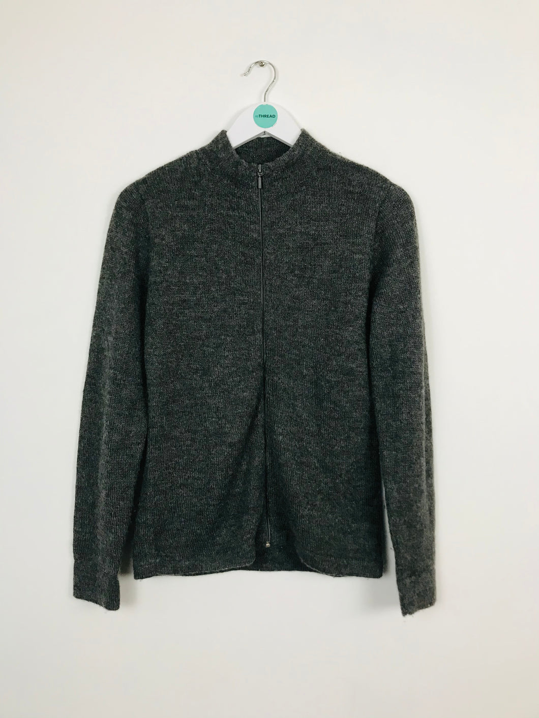 Alpa Wool Womens 100% Alpaca Knit Zip Up Jacket | UK12 | Grey