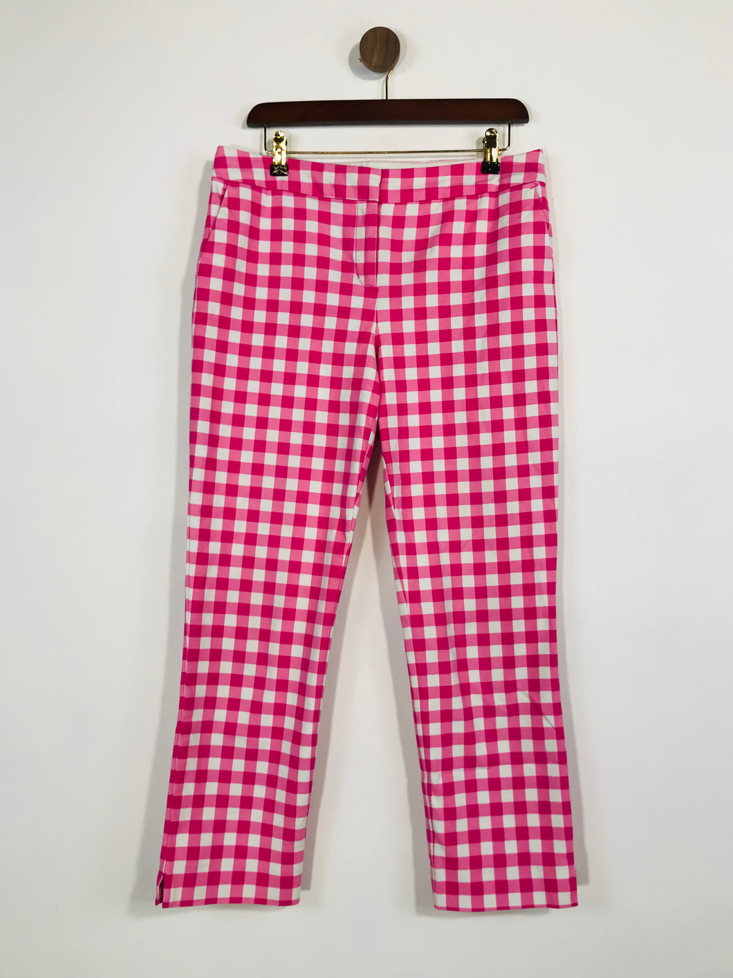 Boden Women's Cotton Gingham Chino Trousers | UK12 | Pink