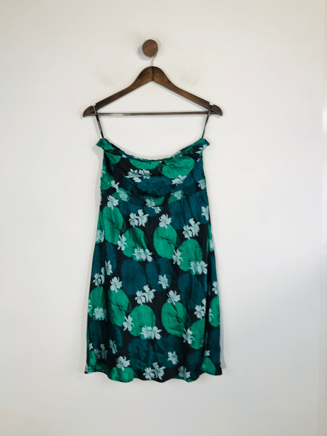 Warehouse Women's Silk Floral Mini Dress | UK10 | Green
