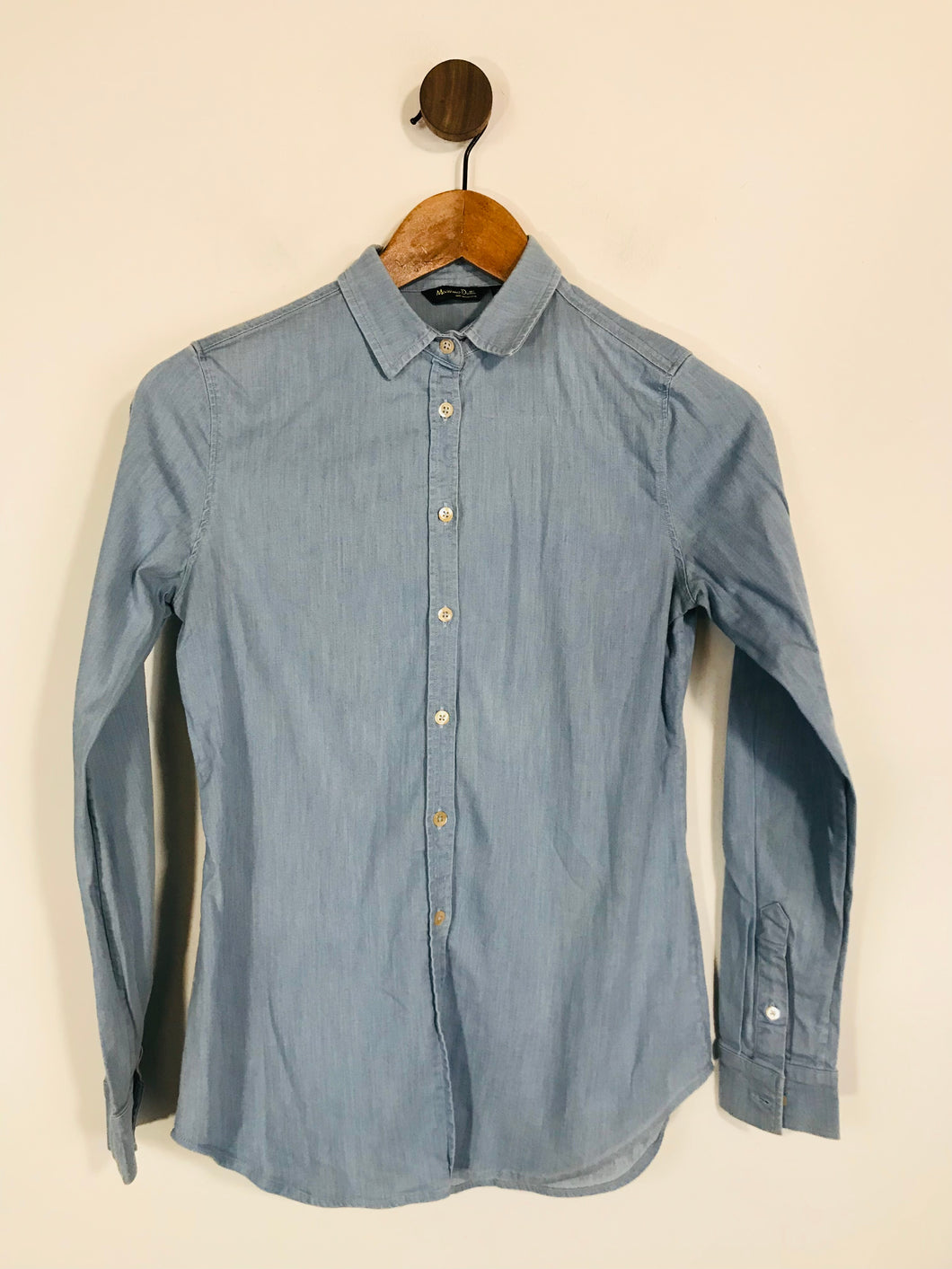 Massimo Dutti Women's Cotton Button-Up Shirt | EU36 UK8 | Blue