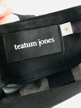 Load image into Gallery viewer, Teatum Jones Label Mix Asymmetrical Check Midi Skirt | UK12 | Grey

