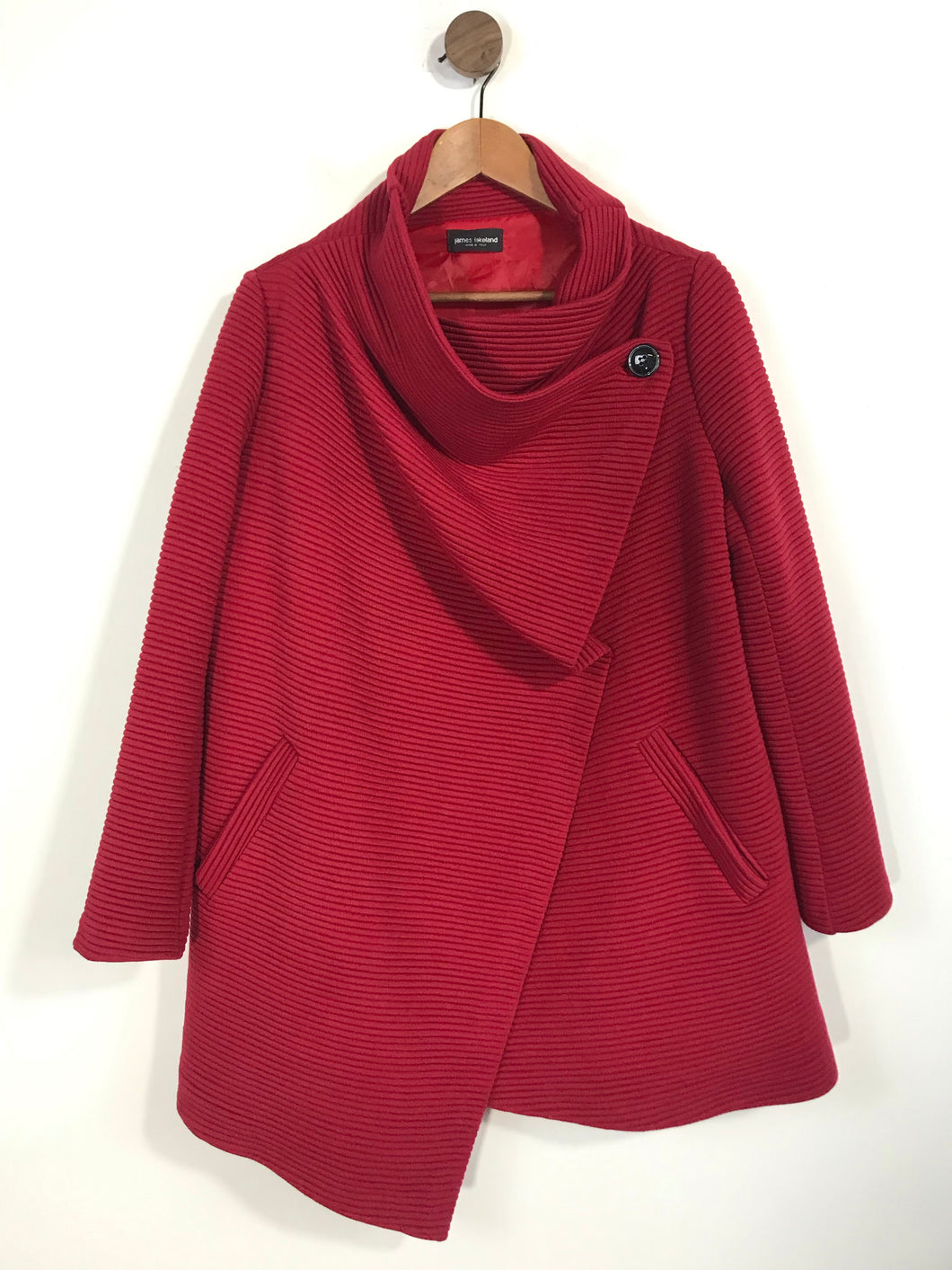 James Lakeland Women's Ribbed Overcoat Coat | S UK8 | Red