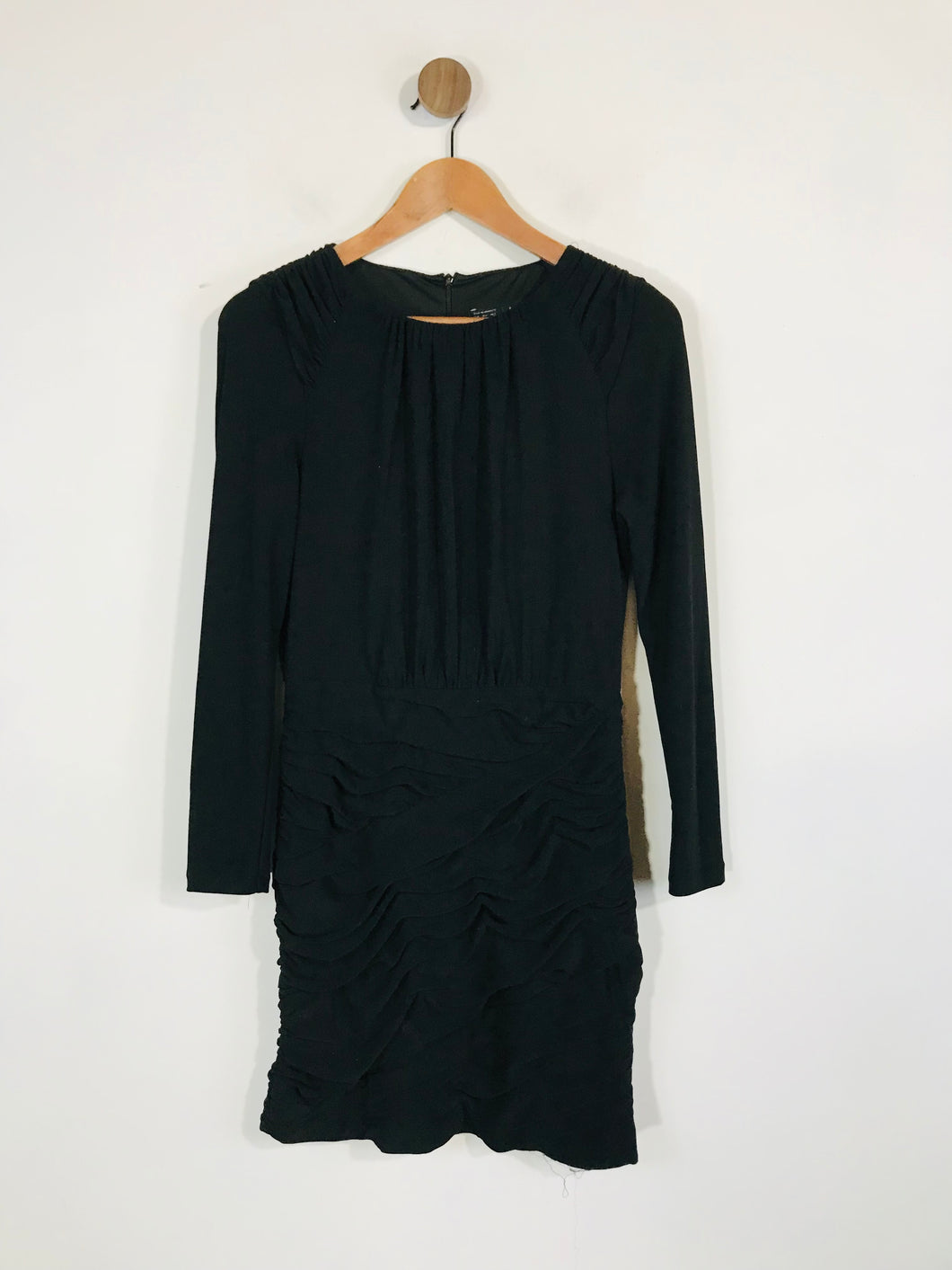 Zara Women's Long Sleeve Ruched Bodycon Dress | M UK10-12 | Black