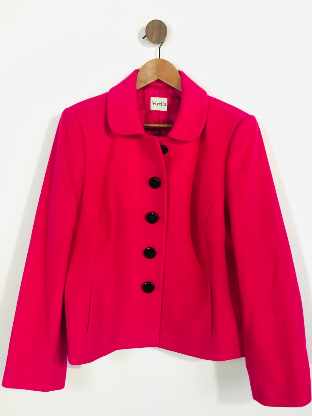 Viyella Women's Wool Short Overcoat Coat | UK16 | Pink
