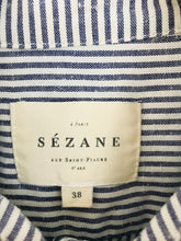 Load image into Gallery viewer, Sezane Women’s Striped Button Up Shirt | 38 UK8 | Blue
