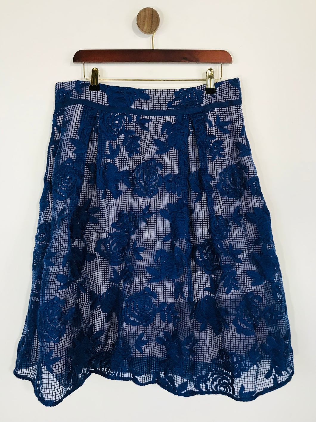 Coast Women's Floral Lace A-Line Skirt | UK16 | Blue