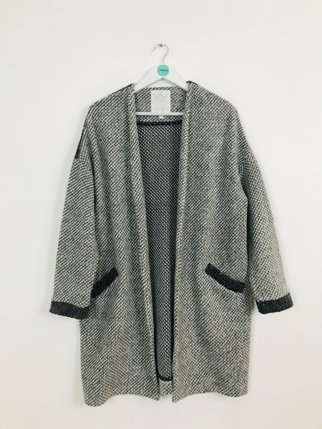 White Stuff Women’s Wool Blend Colour Block Long Cardigan | UK12 | Grey