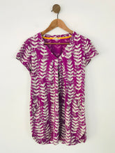Load image into Gallery viewer, White Stuff Women&#39;s Leaf Print V-Neck T-Shirt  | UK8 | Purple
