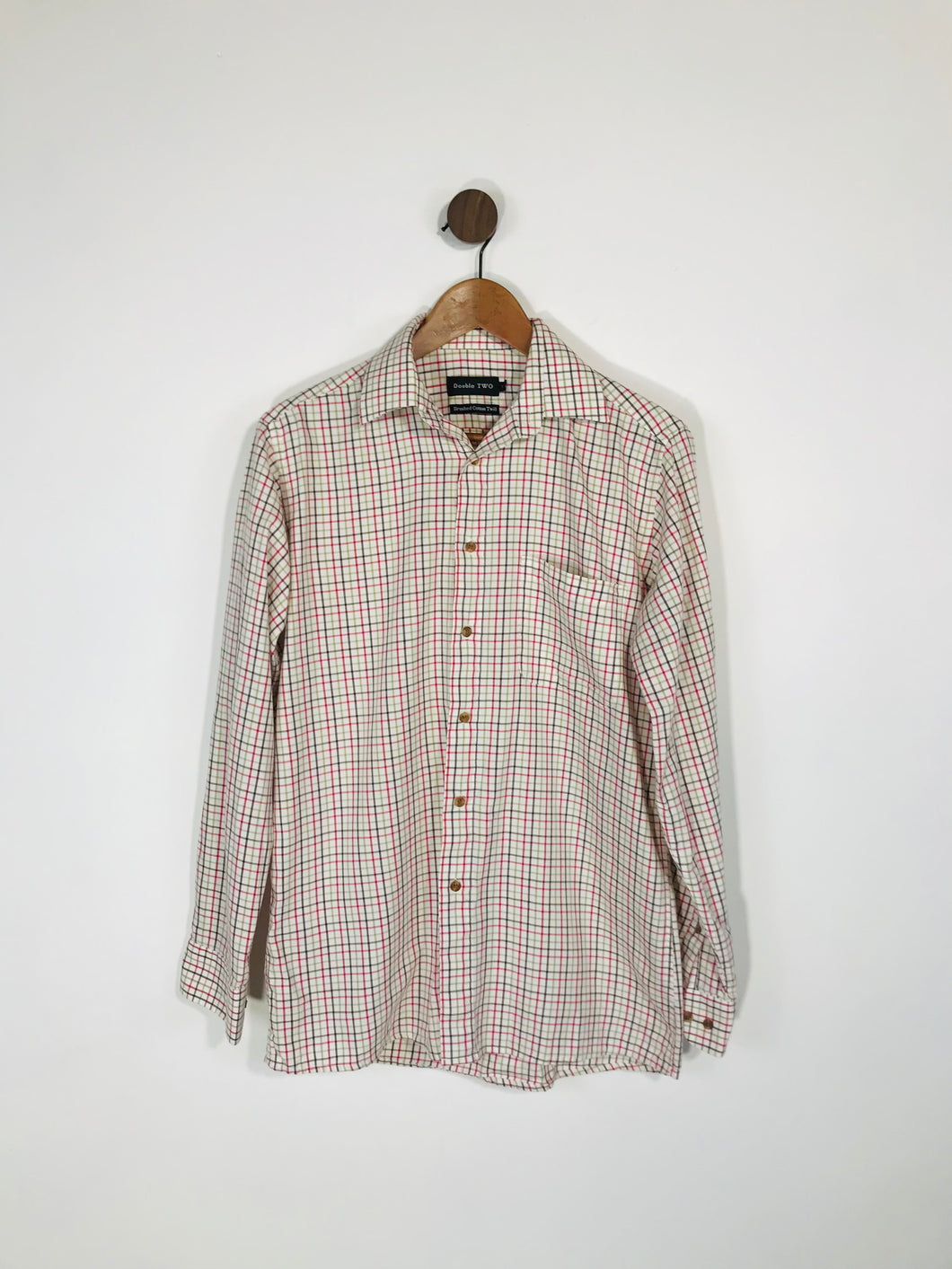 Double Two Men's Cotton Check Button-Up Shirt | 14.5 S | Multicolour