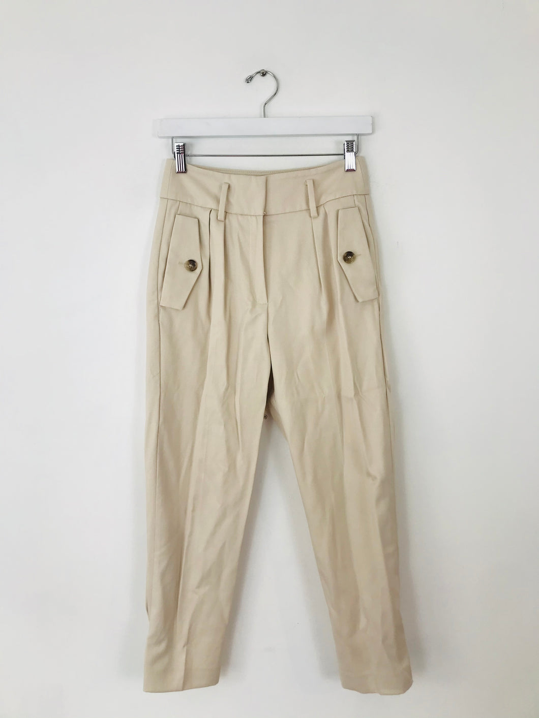 Reiss Women’s Relaxed Fit Tapered Trousers | UK6 | Cream Beige