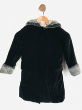 Load image into Gallery viewer, Laura Ashley Kid&#39;s Faux Fur Zip Overcoat Coat | 6 years | Black

