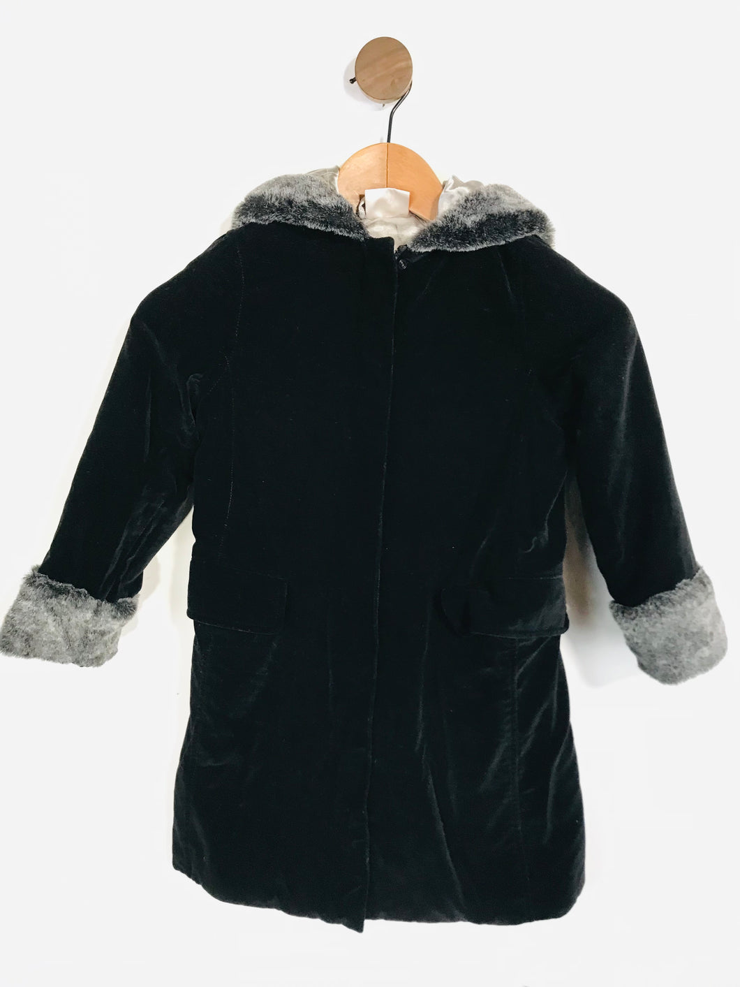 Laura Ashley Kid's Faux Fur Zip Overcoat Coat | 6 years | Black