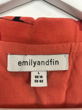 Load image into Gallery viewer, Emily and Fin Women’s Bird Print Aline Midi Dress | UK14 | Orange
