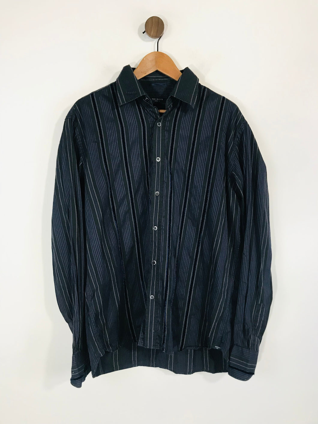 Ted Baker Men's Cotton Striped Button-Up Shirt | XL | Black
