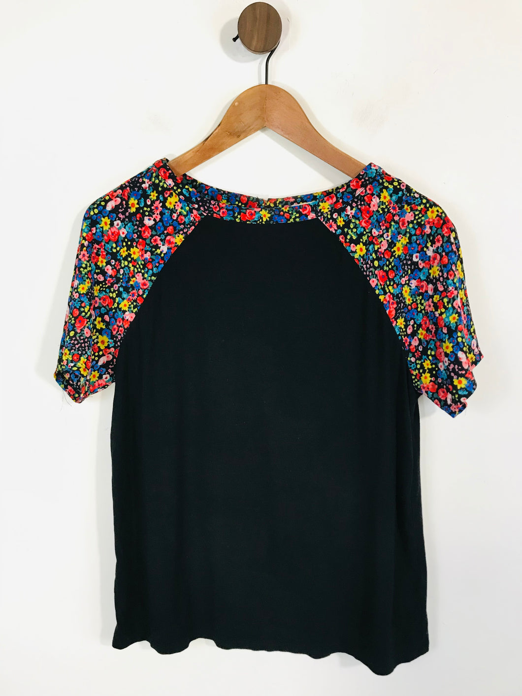 Oasis Women's Colour Block Floral T-Shirt | M UK10-12 | Black