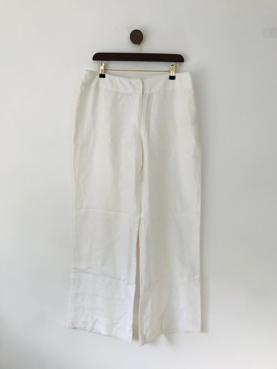 Phase Eight Women's Linen Wide Leg Chinos Trousers | UK14 | White
