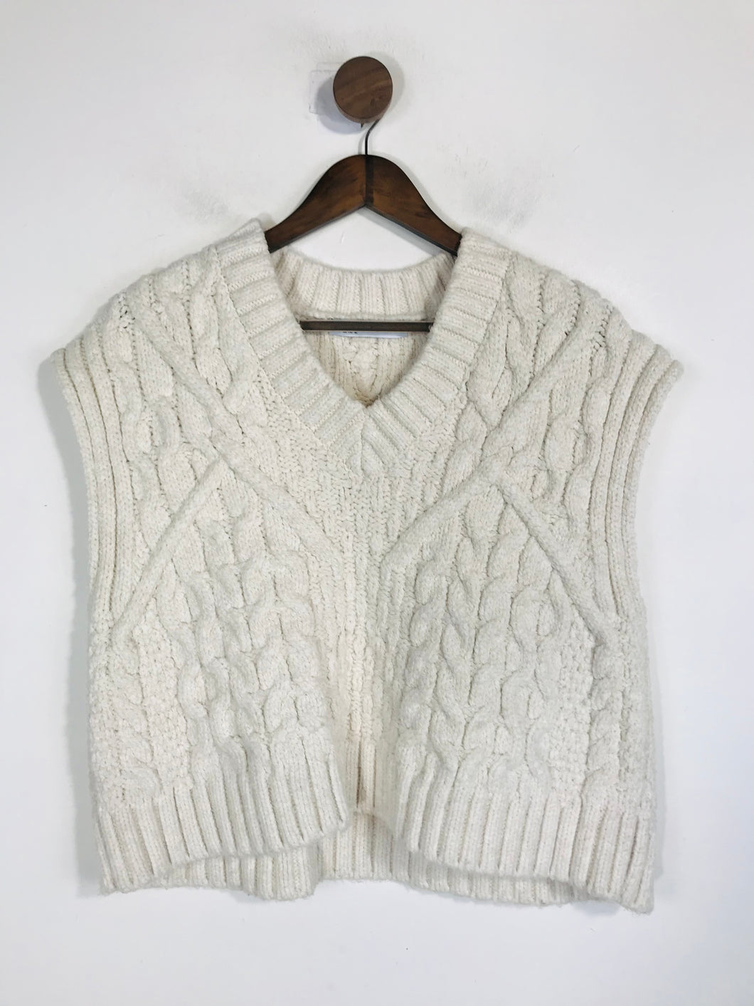 Zara Women's Cable Knit Sweater Vest | S UK8 | White