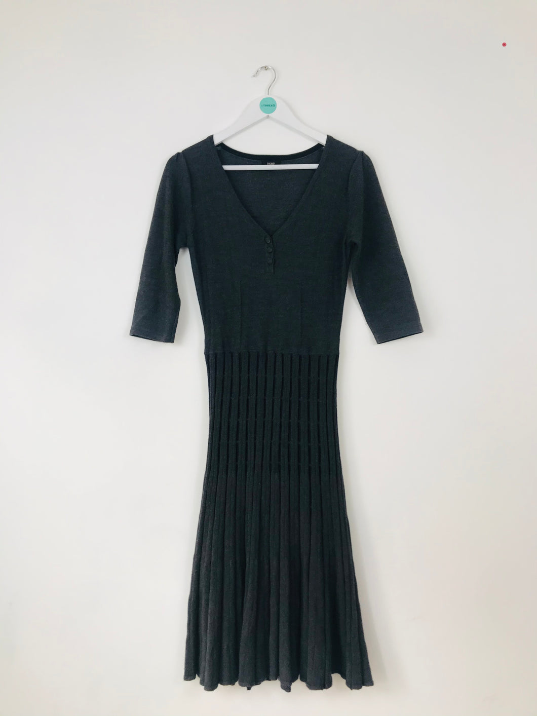 Hobbs Womens Wool Midi Dress | UK10 | Grey |