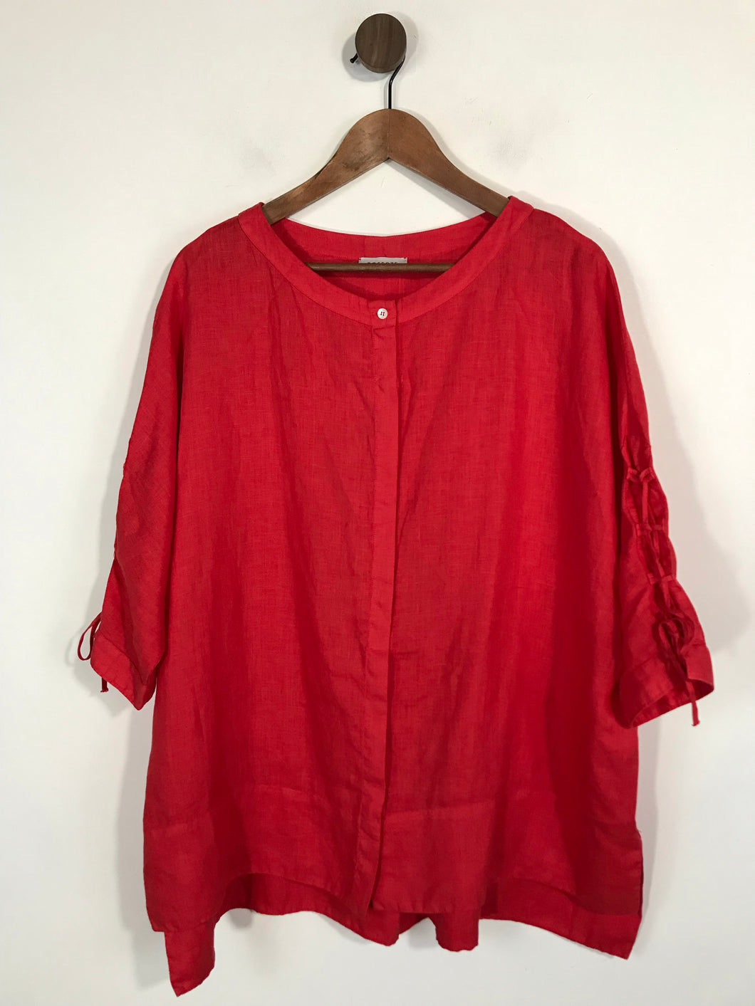 Rosso35 Women's Linen Tunic Blouse | EU42 UK14 | Red