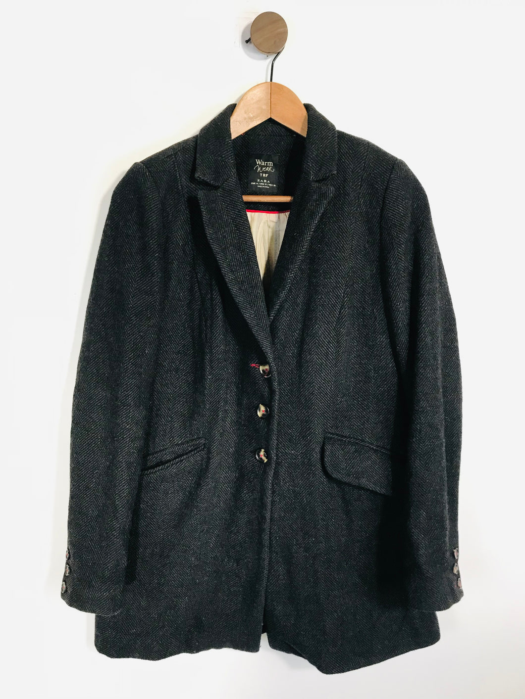 Zara Women's Wool Overcoat Coat | M UK10-12 | Grey