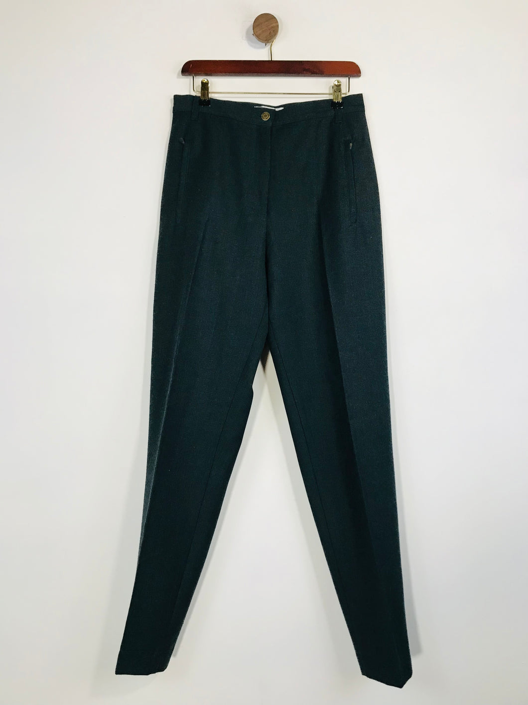 Jaeger Women's Wool High Waist Smart Trousers | UK14 | Green