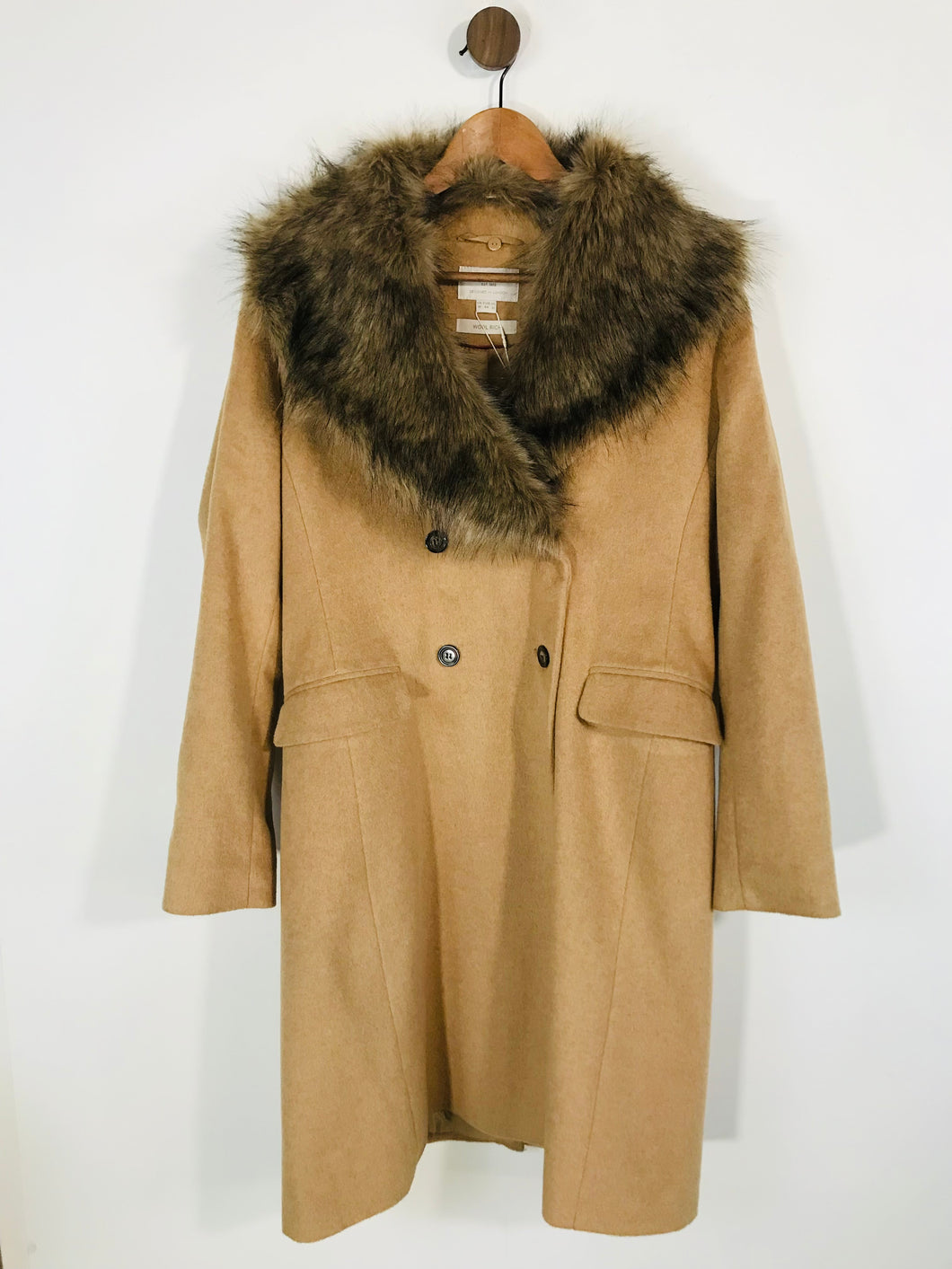 Monsoon Women's Faux Fur Collar Overcoat Coat NWT | UK16 | Brown