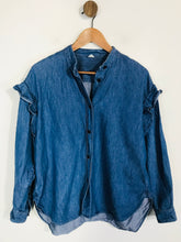 Load image into Gallery viewer, Arket Women&#39;s Denim Ruffle Button-Up Shirt | EU36 UK8 | Blue
