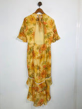 Load image into Gallery viewer, Hope &amp; Ivy Women&#39;s Floral Ruffle Midi Sheath Dress | UK12 | Yellow
