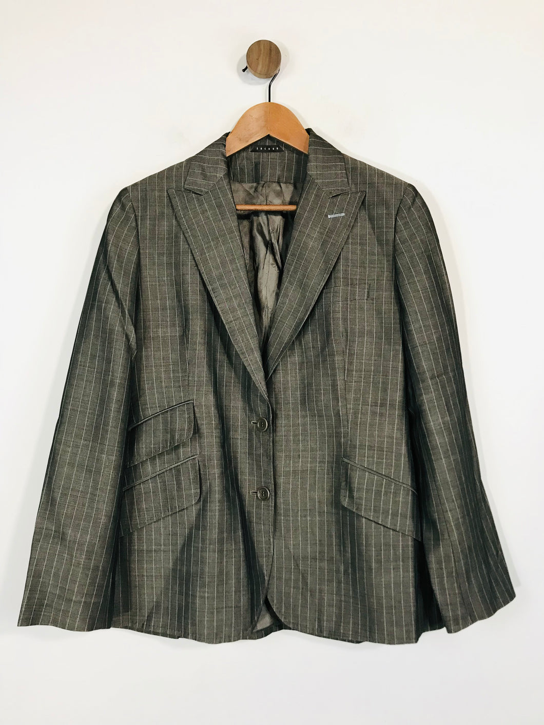 Sacoor Women's Wool Striped Blazer Jacket | 44 | Grey