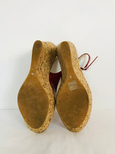 Load image into Gallery viewer, Dune Women’s Peep Toe Wedge Heels | UK6 EU 39 | Red
