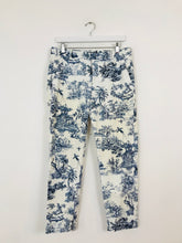 Load image into Gallery viewer, Zara Women’s Printed Skinny Trousers | 38 UK10 | White Blue
