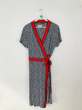 Load image into Gallery viewer, Hobbs Women’s Polka Dot Wrap Tie Dress | UK18 | Navy Red
