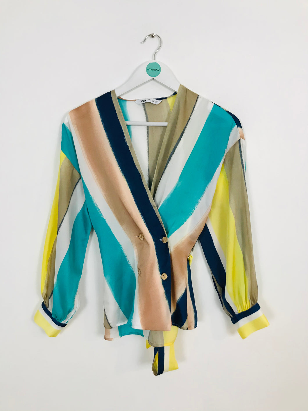 Zara Women’s Stripe Wrap Blouse | UK8 | Multicolour