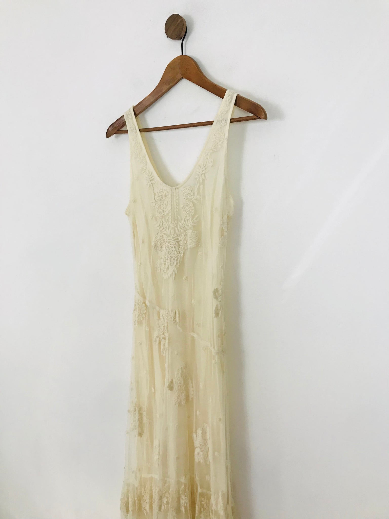 Zara Women's Floral Embroidered Mesh Maxi Dress | XS UK6-8 | White ReThread Zara Women's Floral Embroidered Mesh Maxi Dress | XS UK6-8 | White ReThread