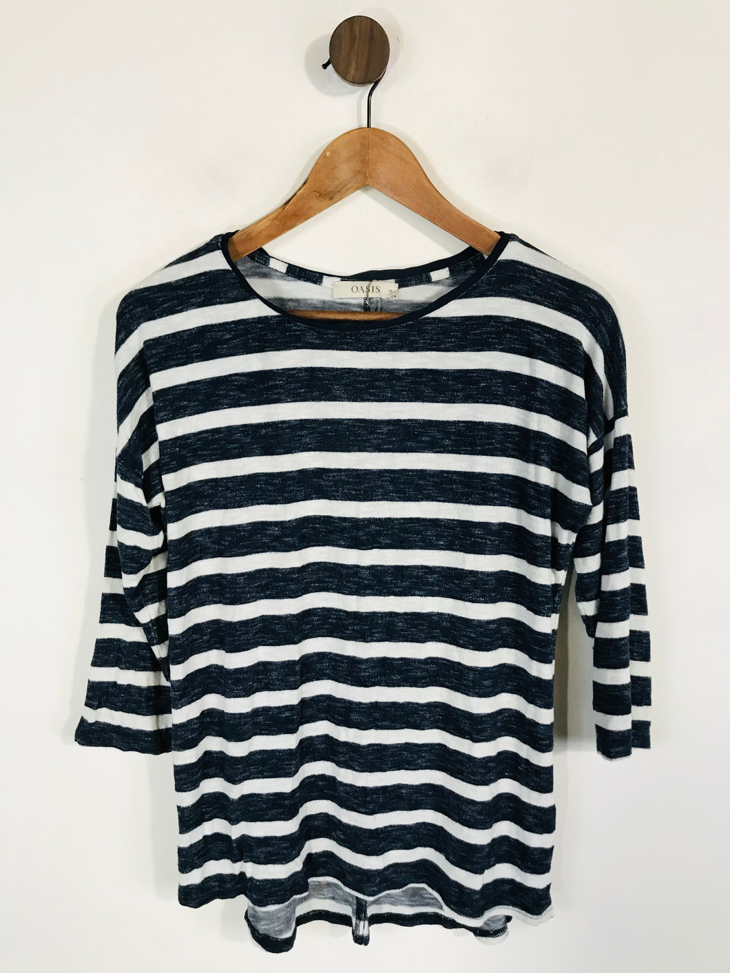 Oasis Women's Striped T-Shirt | M UK10-12 | Blue
