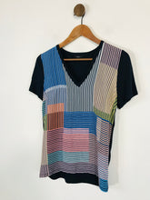 Load image into Gallery viewer, Paul Smith Women&#39;s Silk Striped T-Shirt | S UK8 | Blue
