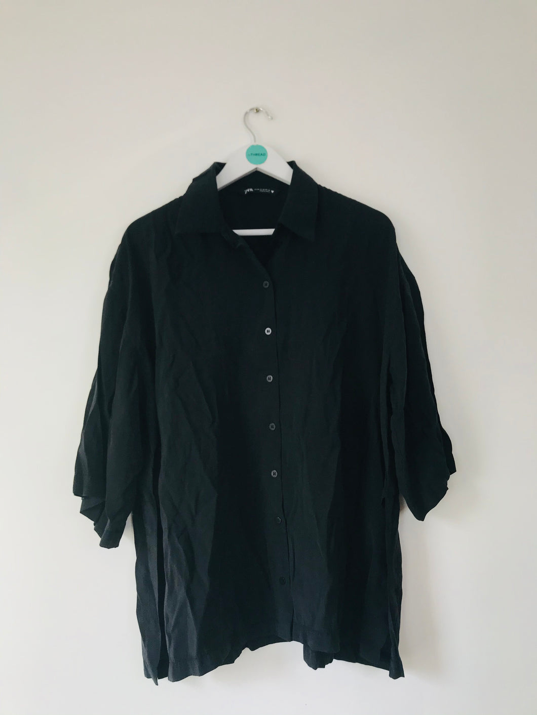 Zara Women’s Oversized Button-Up Shirt | XS UK6 | Black